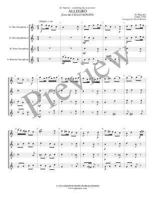 Allegro from the Cello Sonata - Marcello/Marlatt - Saxophone Quartet (AATB) - Score/Parts