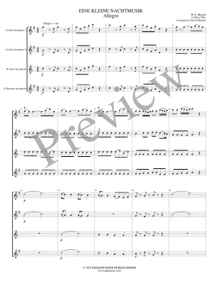 Eine Kleine Nachtmusik: Allegro - Mozart/Marlatt - Saxophone Quartet (AATB) - Score/Parts