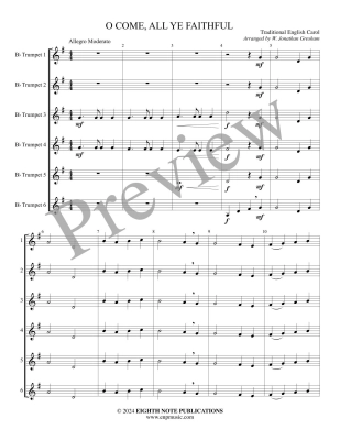 O Come, All Ye Faithful - Traditional Carol/Gresham - 6 Trumpets - Score/Parts