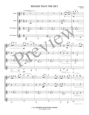 Bigger Than the Sky - Bubbett - 2 Flutes/2 Clarinets - Score/Parts