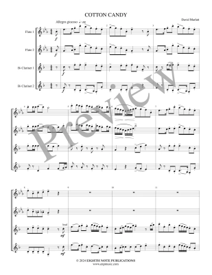 Cotton Candy - Marlatt - 2 Flutes/2 Clarinets - Score/Parts