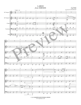 Largo from Xerxes - Handel/Marlatt - Brass Quintet - Score/Parts