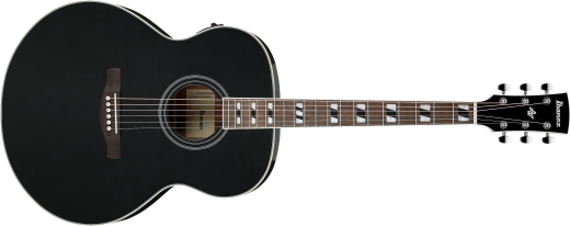 Ibanez - AJ70M1E Sitka Spruce/Okoume Jumbo Acoustic/Electric Guitar - Black High Gloss