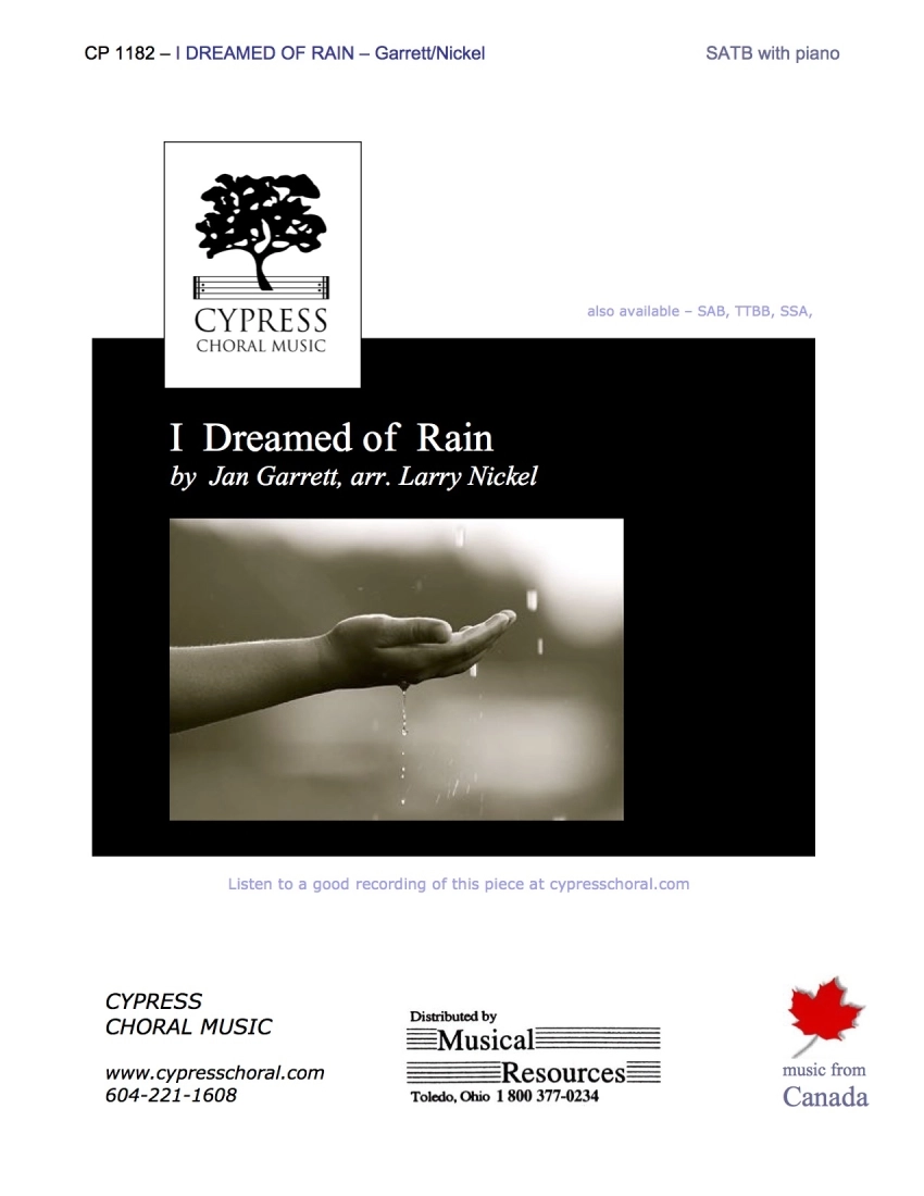 I Dreamed of Rain - Garrett/Nickel - SATB