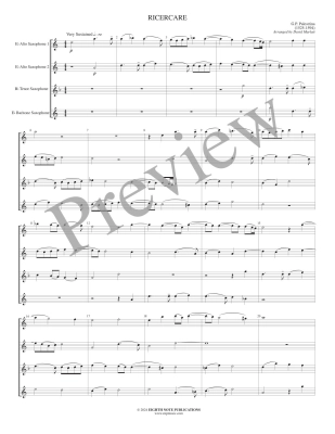 Ricercare - Palestrina/Marlatt - Saxophone Quartet - Score/Parts