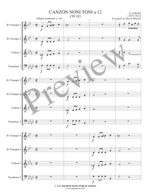 Canzon Noni Toni a 12 - Gabrieli/Marlatt - Brass Choir - Score/Parts