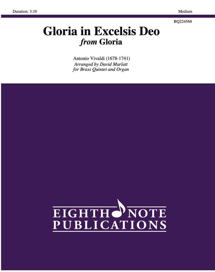 Gloria in Excelsis Deo from Gloria - Vivaldi/Marlatt - Brass Quintet/Organ - Score and Parts