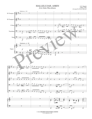 Hallelujah, Amen from Judas Maccabeus - Handel/Marlatt - Brass Quintet/Organ - Score/Parts