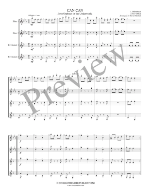 Can-Can from Orpheus in the Underworld - Offenbach/Marlatt - 2 Flutes/2 Clarinets - Score/Parts