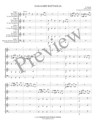 Galliard Battaglia - Scheidt/Marlatt - Interchangeable Woodwind Ensemble - Score/Parts