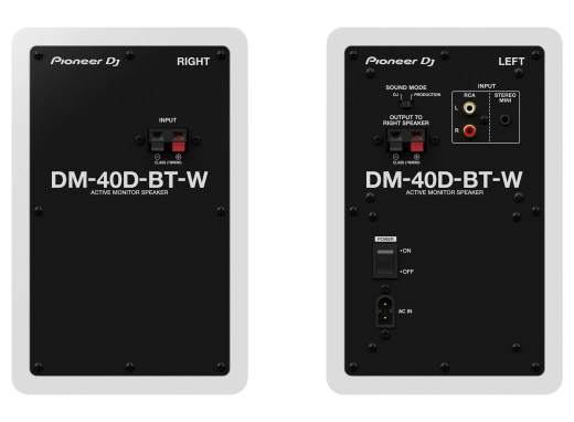 DM-40D-BT 4\'\' Desktop Monitor System with Bluetooth - White (Pair)