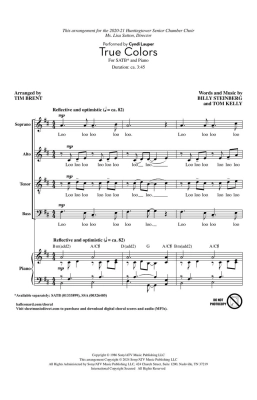 True Colors - Lauper/Brent - SATB