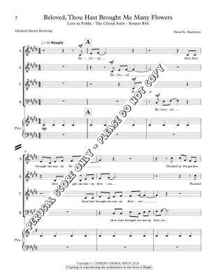 Beloved, Thou Hast Brought Me Many Flowers (from LOVE IN PUBLIC - The Choral Suite) - Browning/MacIntyre - SATB