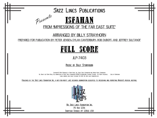 Jazz Lines Publications - Isfahan (from the Far East Suite) - Strayhorn - Jazz Ensemble - Gr. Medium