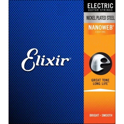 Elixir Strings - Electric Nickel Plated 8-String Steel String Set with NANOWEB Coating