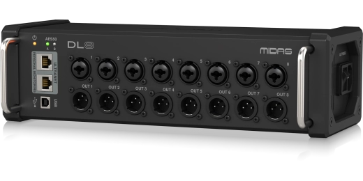 PoE-Powered 8 Input/Output Stage Box with Midas PRO Microphone Preamplifiers