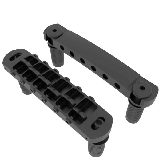 6-String Tone-A-Matic Notched Guitar Bridge and Tailpiece - Black