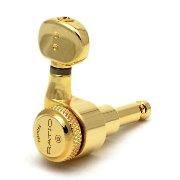 6-In-Line Ratio Electric Locking Machine Heads, Classic - Gold