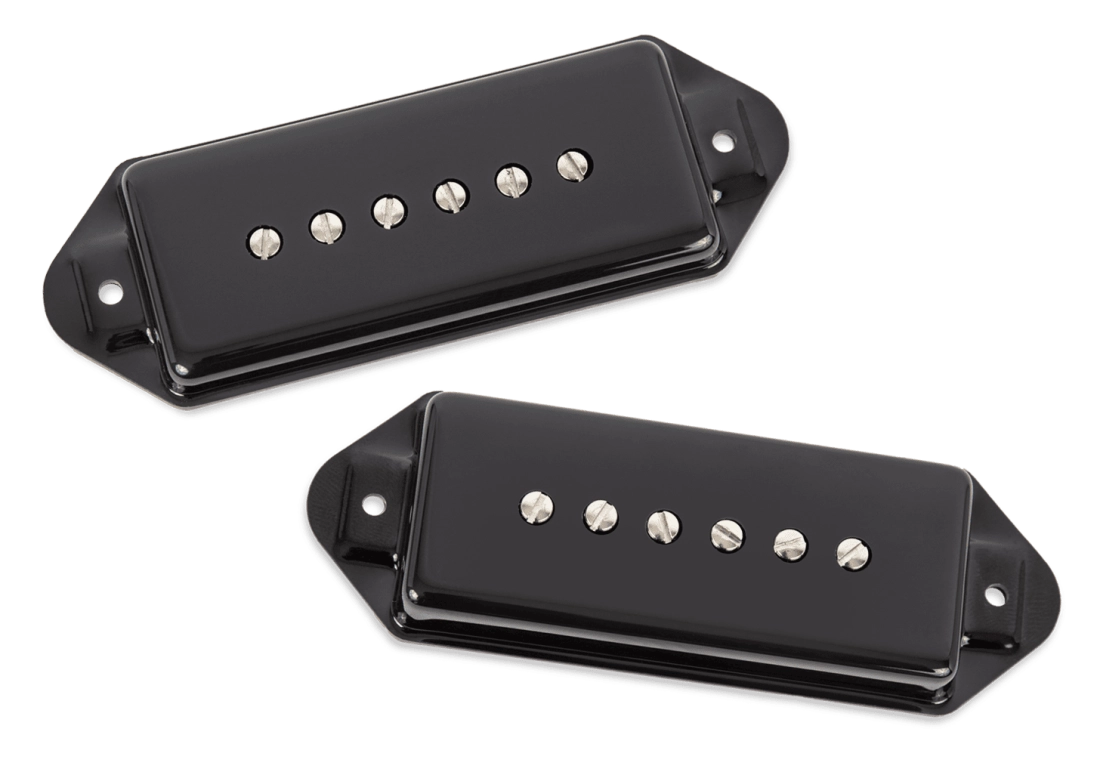 Vintage P90 Silencer Dog Ear Pickup Set - Black Cover