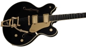Broadkaster LX Center Block with String-Thru Bigsby and Gold Hardware, Ebony Fingerboard - Black