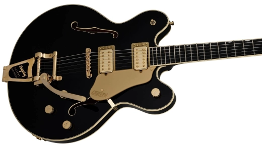 Broadkaster LX Center Block with String-Thru Bigsby and Gold Hardware, Ebony Fingerboard - Black