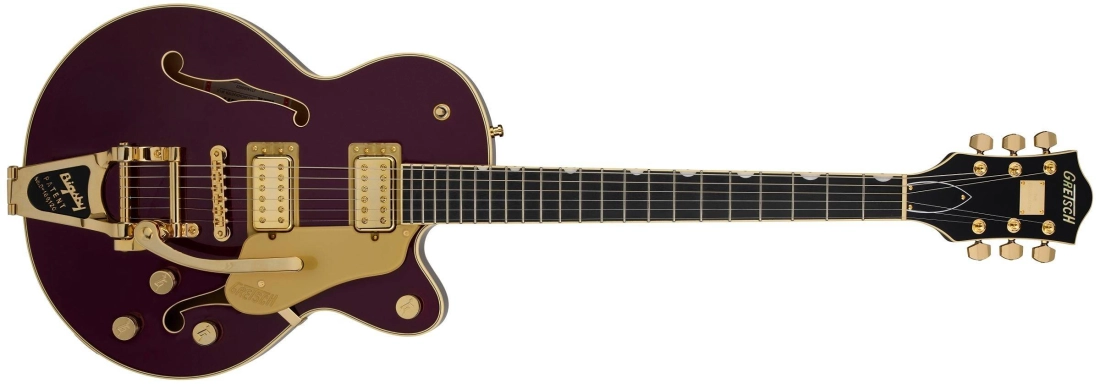 Broadkaster Jr. LX Center Block with String-Thru Bigsby and Gold Hardware, Ebony Fingerboard - Blackberry