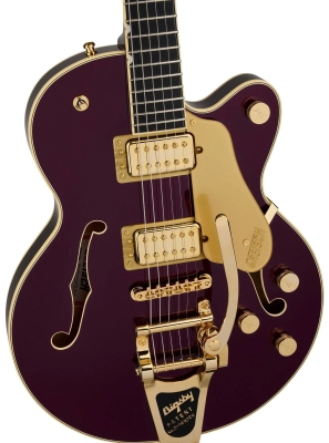 Broadkaster Jr. LX Center Block with String-Thru Bigsby and Gold Hardware, Ebony Fingerboard - Blackberry