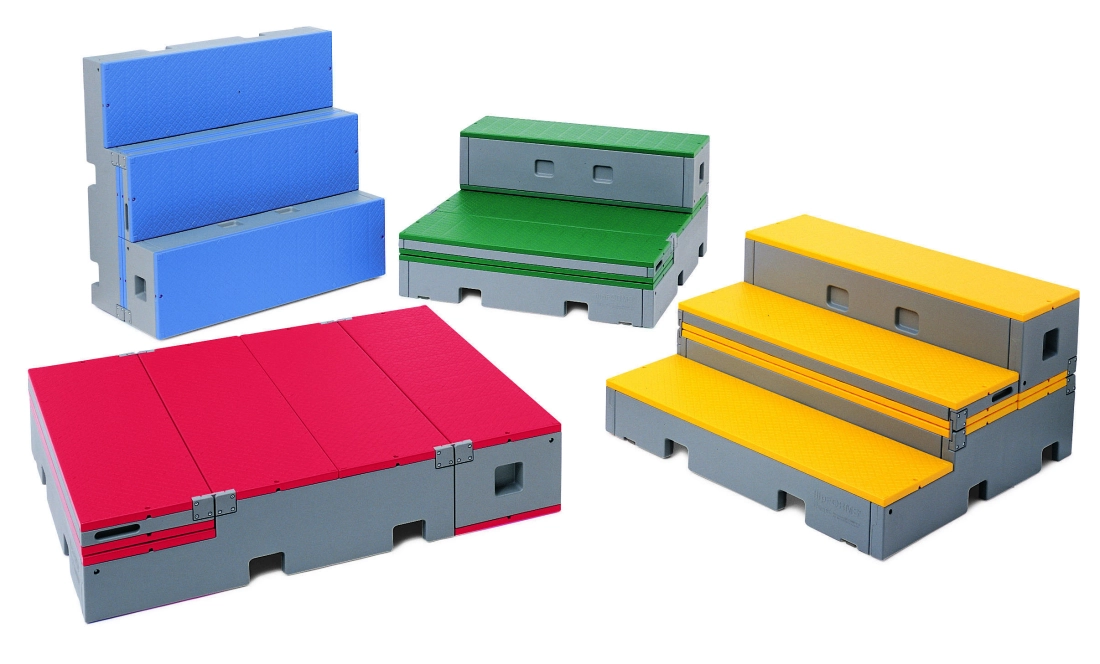 FlipForm Elementary Multi-Position Choral Riser Set - Blue/Red/Green/Yellow