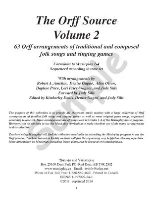 Orff Source Volume 2 - Amchin /Gagne /Olson /Price /Price-Wagner /Sills - Book