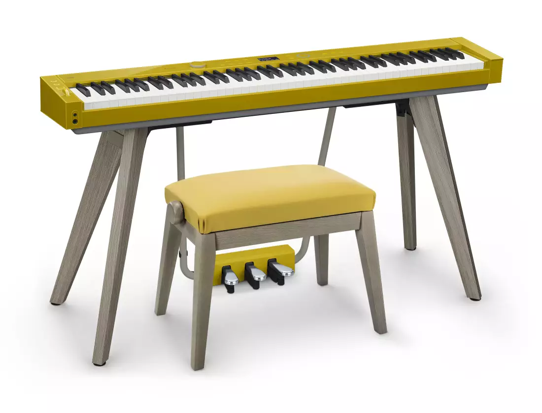 Privia PX-S7000 88-Key Digital Piano and Bench Bundle - Harmonious Mustard