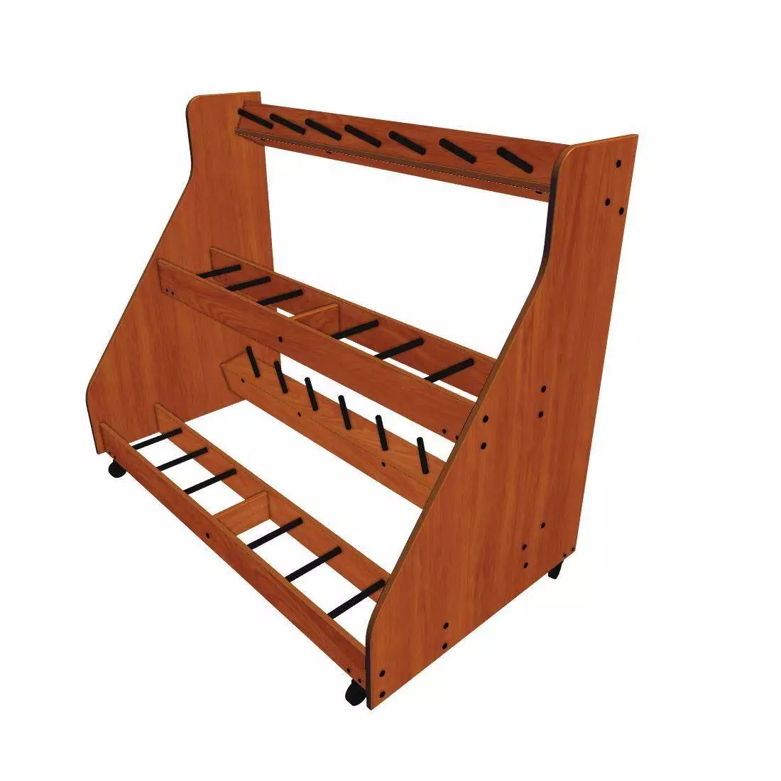 16 Violin/Viola Mobile Storage Rack - Cherry