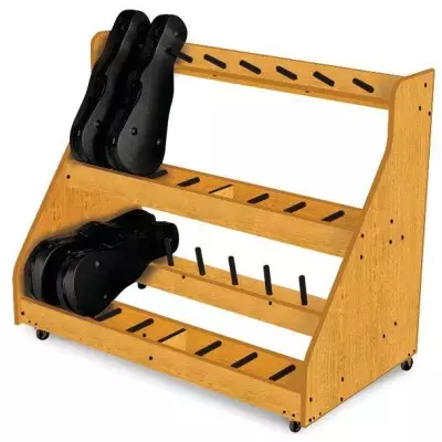 16 Violin/Viola Mobile Storage Rack - Solar Oak