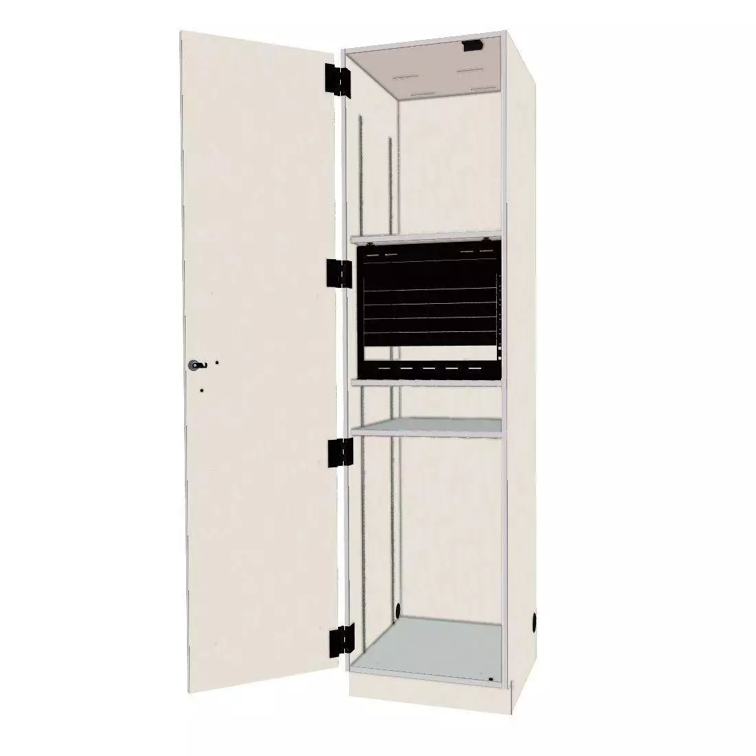 Rackmount Fixed One Column Media Cabinet - Oyster