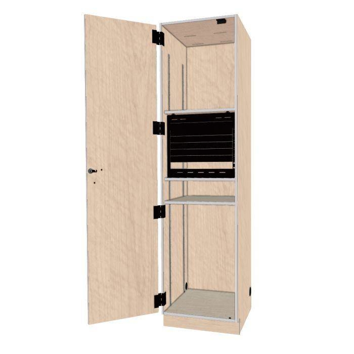 Rackmount Fixed One Column Media Cabinet - Maple