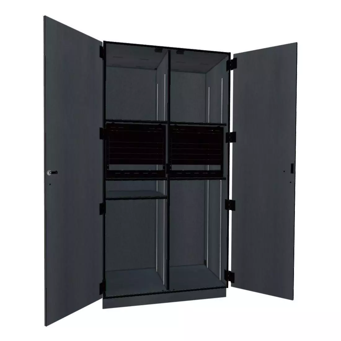 Rackmount Fixed Two Column Media Cabinet - Graphite