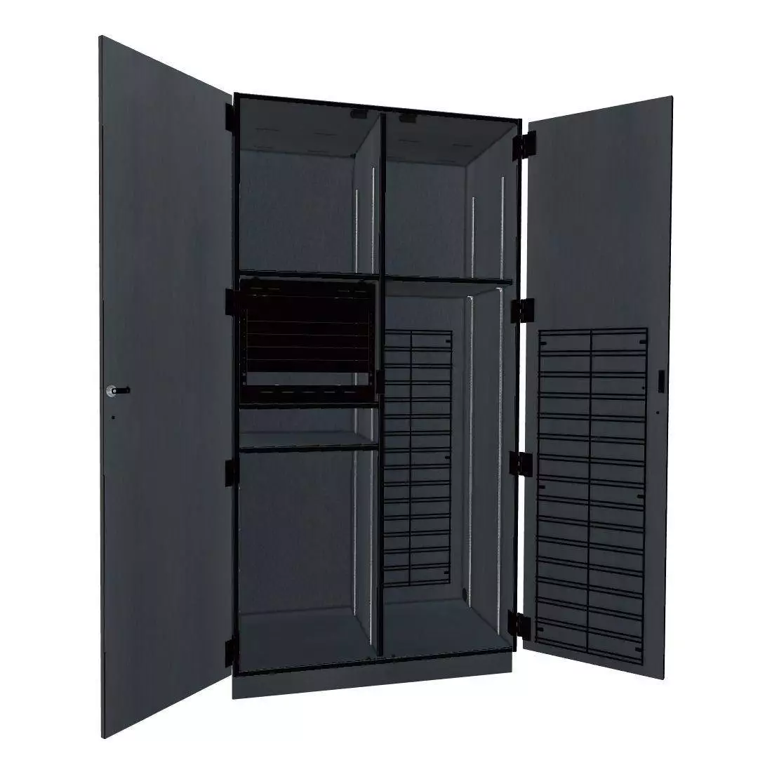 Rackmount/Organizer Fixed Two Column Media Cabinet - Graphite