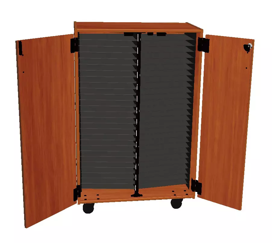 Mobile Band/Orchestra 2-Column Folio Cabinet with Door - Cherry