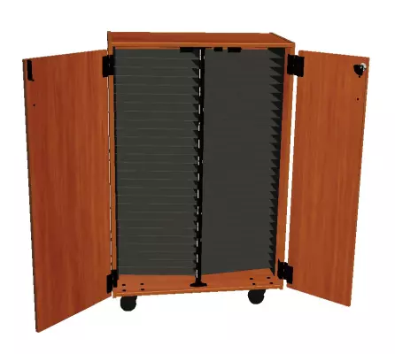 Wenger - Mobile Band/Orchestra 2-Column Folio Cabinet with Door - Cherry