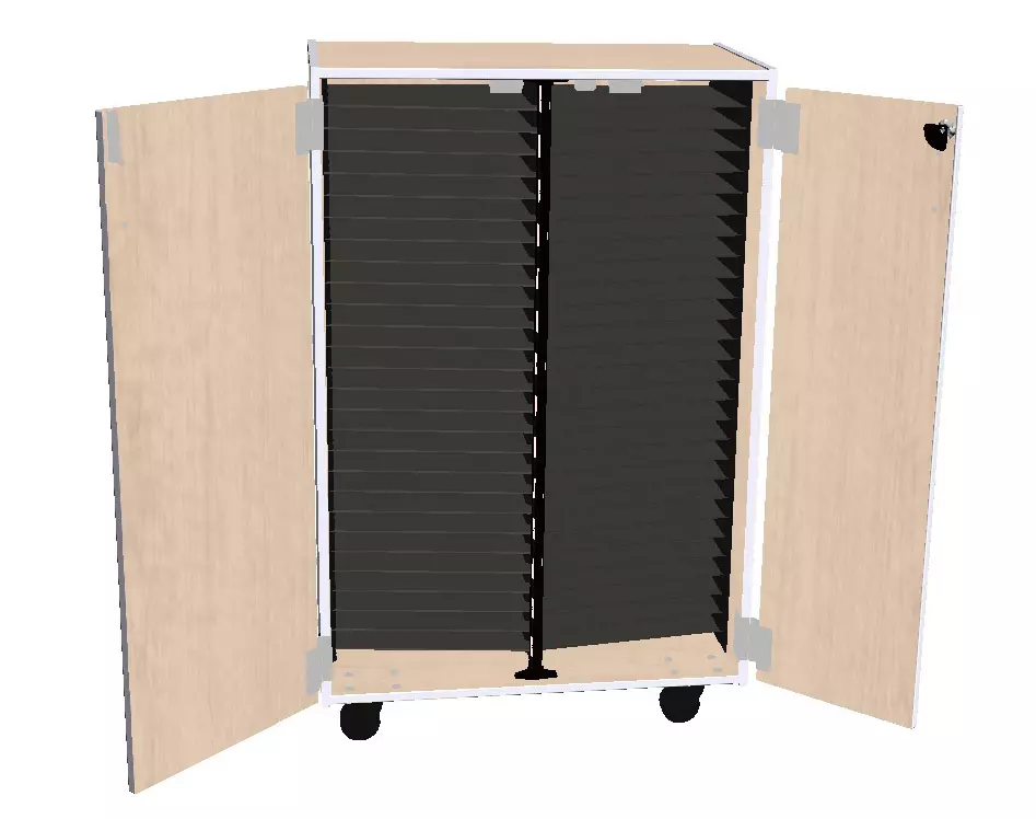 Mobile Band/Orchestra 2-Column Folio Cabinet with Door - Wenger Maple