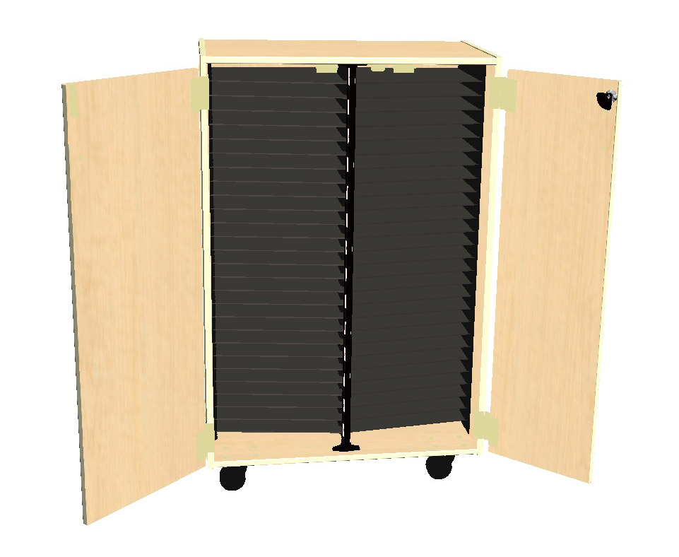 Mobile Band/Orchestra 2-Column Folio Cabinet with Door - Fusion Maple
