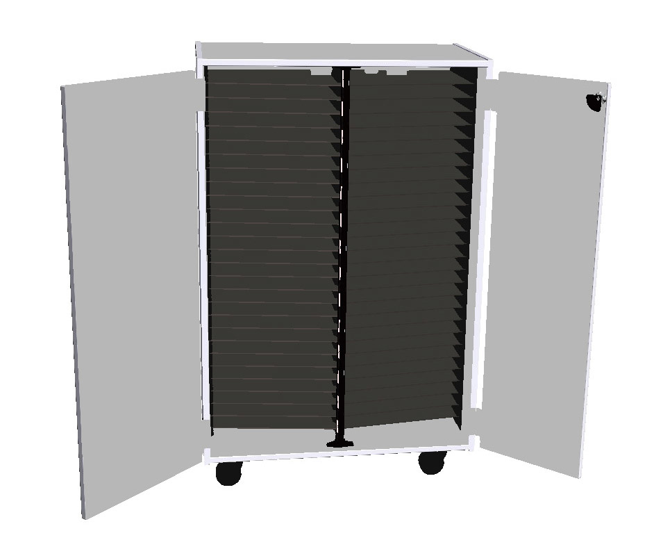 Mobile Band/Orchestra 2-Column Folio Cabinet with Door - Pebble