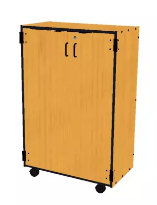 Mobile Band/Orchestra 2-Column Folio Cabinet with Door - Solar Oak