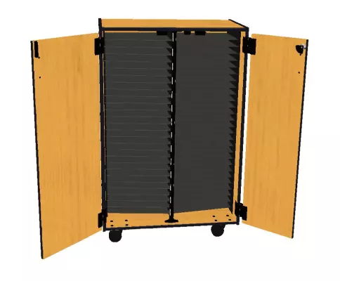 Wenger - Mobile Band/Orchestra 2-Column Folio Cabinet with Door - Solar Oak