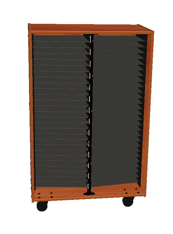 Mobile Band/Orchestra 2-Column Folio Cabinet - Cherry