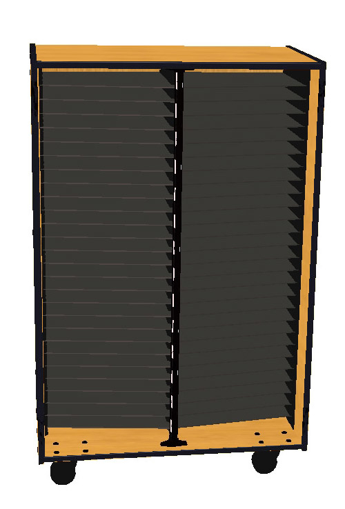 Mobile Band/Orchestra 2-Column Folio Cabinet - Solar Oak