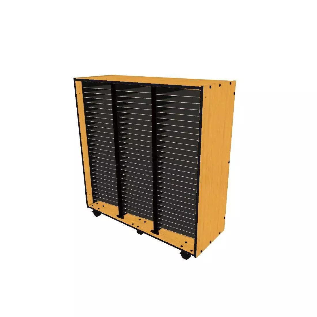 Mobile Band/Orchestra 3-Column Folio Cabinet - Solar Oak