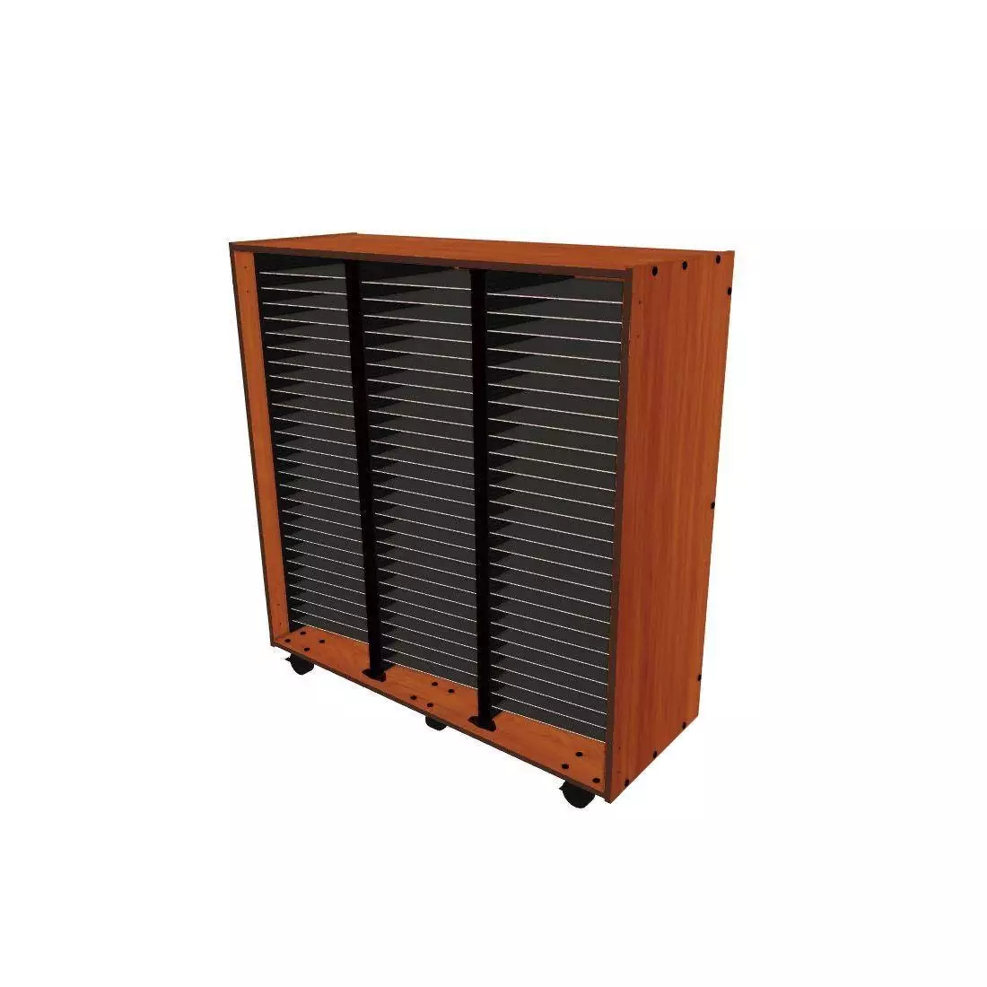 Mobile Band/Orchestra 3-Column Folio Cabinet - Cherry