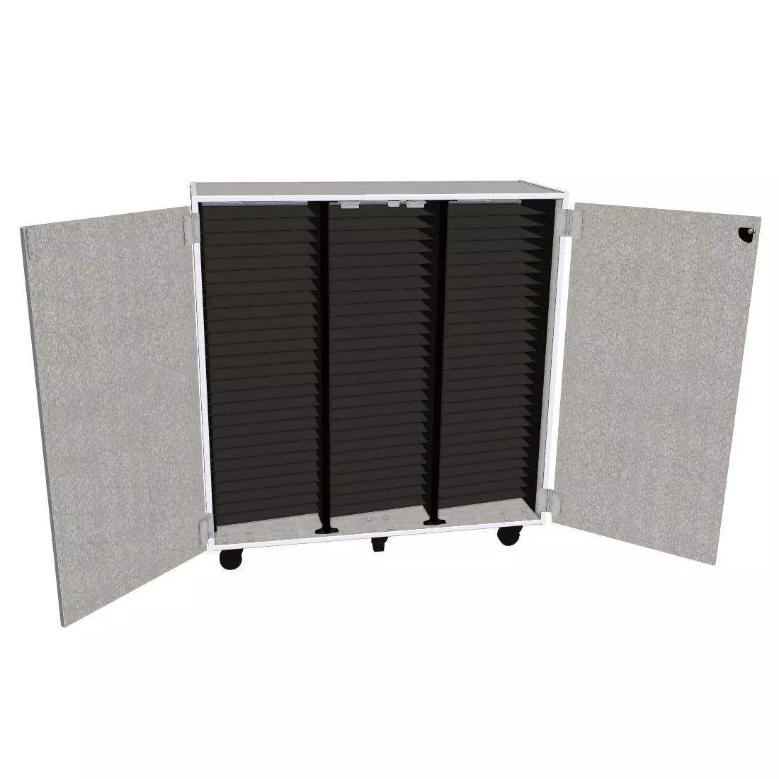 Mobile Band/Orchestra 3-Column Folio Cabinet with Door - Pebble