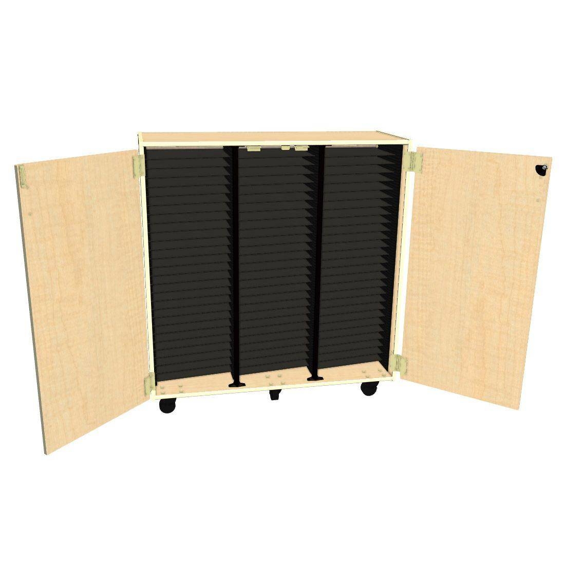 Mobile Band/Orchestra 3-Column Folio Cabinet with Door - Fusion Maple