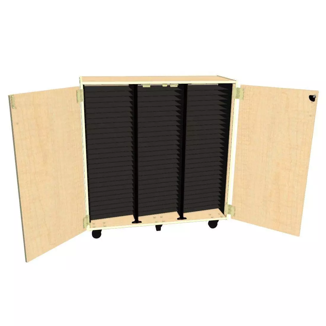 Mobile Band/Orchestra 3-Column Folio Cabinet with Door - Fusion Maple